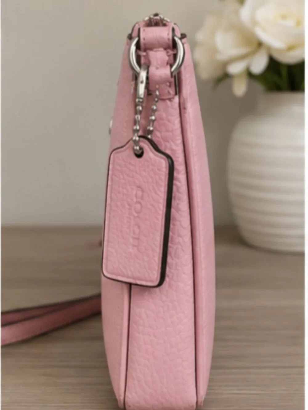 Coach CE871 Mini Rowan File Bag Powder Pink Crossgrain Leather Crossbody Purse